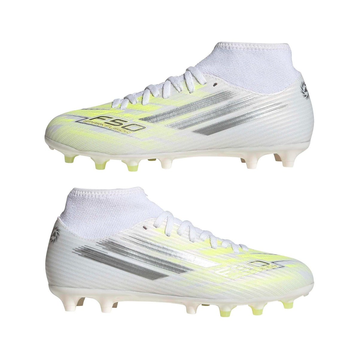 adidas F50 Spackfusion Club Tacos de Fútbol para Mujer Tracción Sprintplate Fusion Terreno Firme/Pasto Artificial Tipo Corte Medio Color Blanco, 28.5 cm