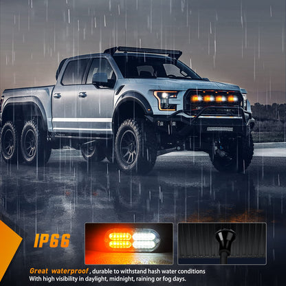 Nilight 4PCS LED Strobe lights 12V Sync Feature Amber White 24LED Emergency Hazard Warning Lights with Controller Hard Wire or Cigarette Lighter Plug for Car Truck RVs Campers