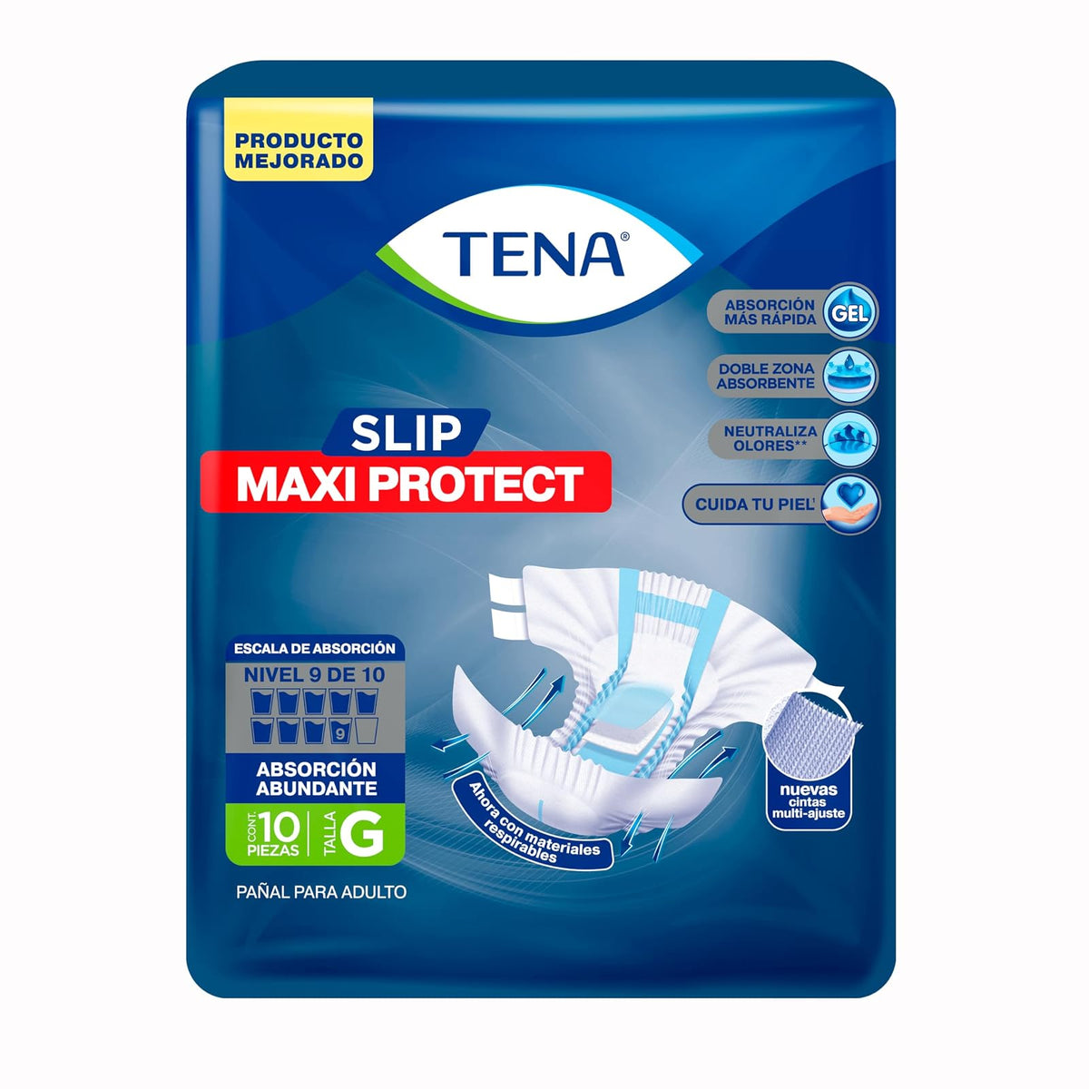TENA Slip Maxi Protect; Protector Anatómico para Incontinencia, Talla Grande; TENA; 10 Piezas