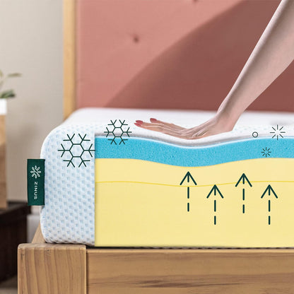 Zinus 15 cm de té Verde impregnado Colchón de Espuma viscoelástica con Gel refrescante/Colchón Adaptable de 7 Zonas/Espuma con certificación CertiPUR-US/Colchón en Caja/Colchón MX Queen