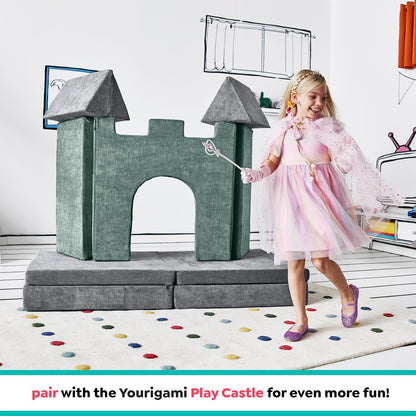 Yourigami - Sofá de Juego para niños y niños pequeños, sofá Plegable Convertible, diseño Modular de Espuma Duradera, Color Gris montaña