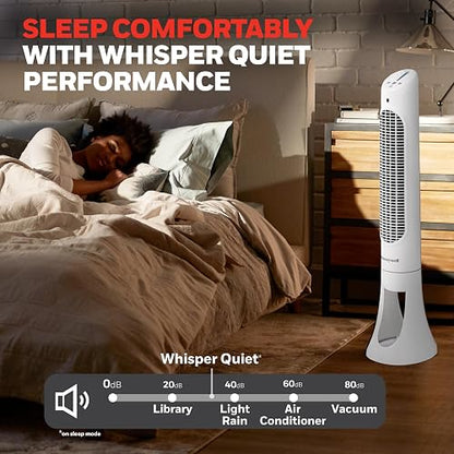 Honeywell Ventilador, Tradicional, Blanco, 1, 1 | 5 potentes y silenciosos ajustes de ventilador, flujo de aire oscilante, temporizador automático, diseño delgado que ahorra