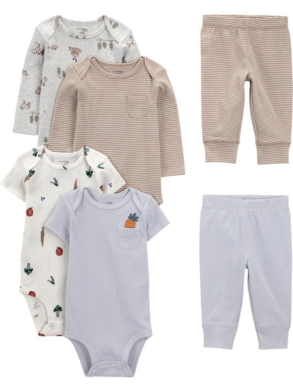 Simple Joys by Carter's 6-piece Bodysuits (Short and Long Sleeve) and Pants Set Conjunto de pantalones bebés niñas
