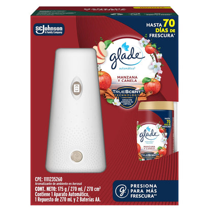Glade Aromatizante Automático Vainilla, Aparato y Repuesto 270 ml - Manzana y Canela - Manzana y Canela