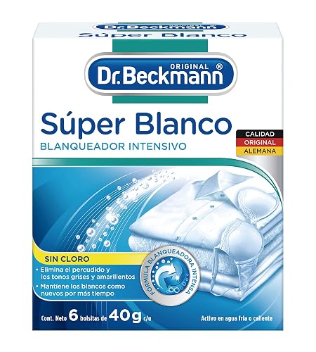 Dr. Beckmann, Antisarro y Cal, para Baño y Cocina, Aroma Cítrico, 500 ml +, Blanqueador Intensivo, Súper Blanco, 1 caja con 6 bolsas de 40 g c/u