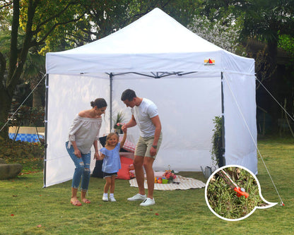 ABCCANOPY - Estacas para tienda de campaña de 11 pulgadas, 10 anclajes de metal no oxidado, puntas resistentes con 4 cuerdas para acampar al aire última intervensión, color naranja