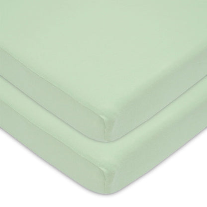 American Baby Company Sábana Ajustable de Algodón para Mini Cuna - Celery - 2 Piezas