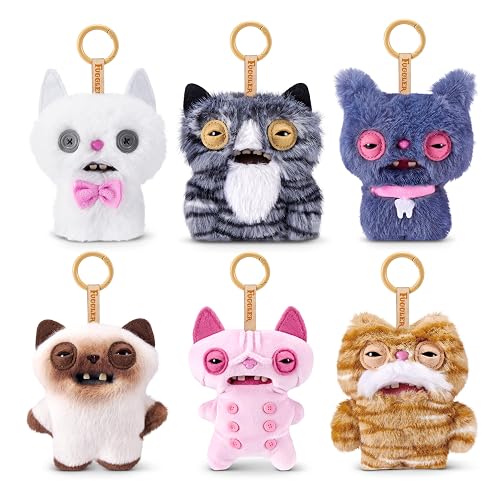 Fuggler Gato Callejero Llavero de Peluche de 12.7 cm Coleccionable (Paquete de 6) de ZURU Divertido Monstruo Feo con Diseño de Gato Callejero Travieso, Dientes Característicos y Llavero de Clip para
