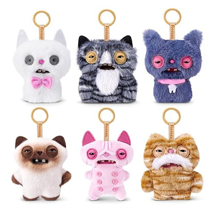 Fuggler Gato Callejero Llavero de Peluche de 12.7 cm Coleccionable (Paquete de 6) de ZURU Divertido Monstruo Feo con Diseño de Gato Callejero Travieso, Dientes Característicos y Llavero de Clip para