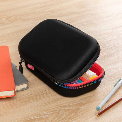 ZIPIT Colorz Pencil Box for Girls & Boys, Holds Up to 60 Pens, Sturdy Storage Container for School and Office Supplies, Secure Zipper Closure (Black & Rainbow)