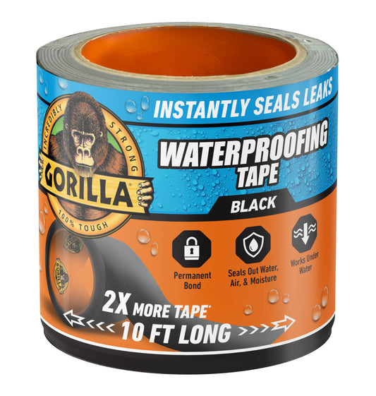 Gorilla Waterproof Cinta de parche y sello: 4 in. x 10 ft. (Negro)