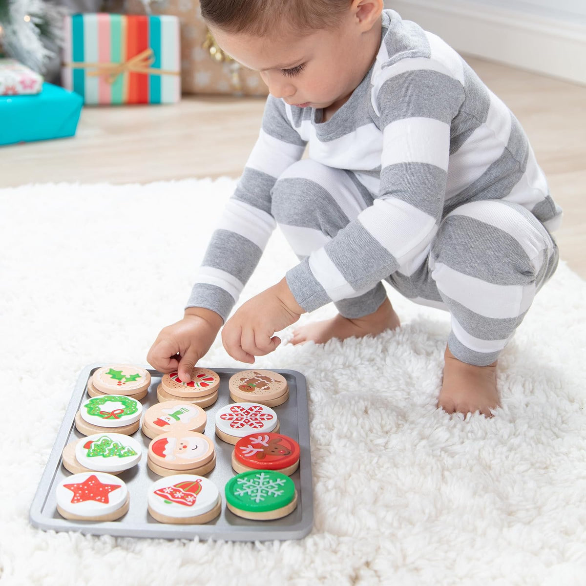 Melissa & Doug Juego de Madera Para Rebanar y Hornear Galletas de Navidad