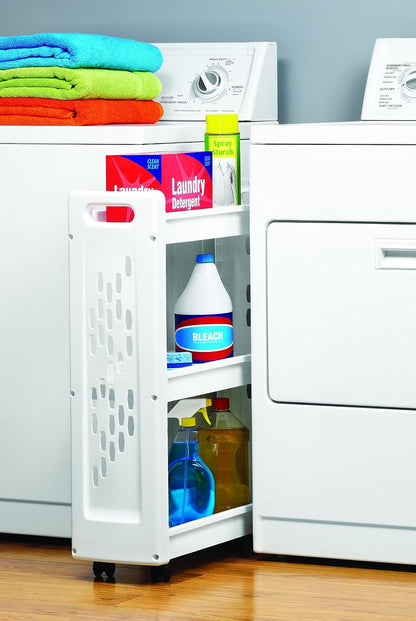 Whitmor Carrito de lavandería con Ruedas de 3 Niveles, 8.50 x 26.0 x 31.0
