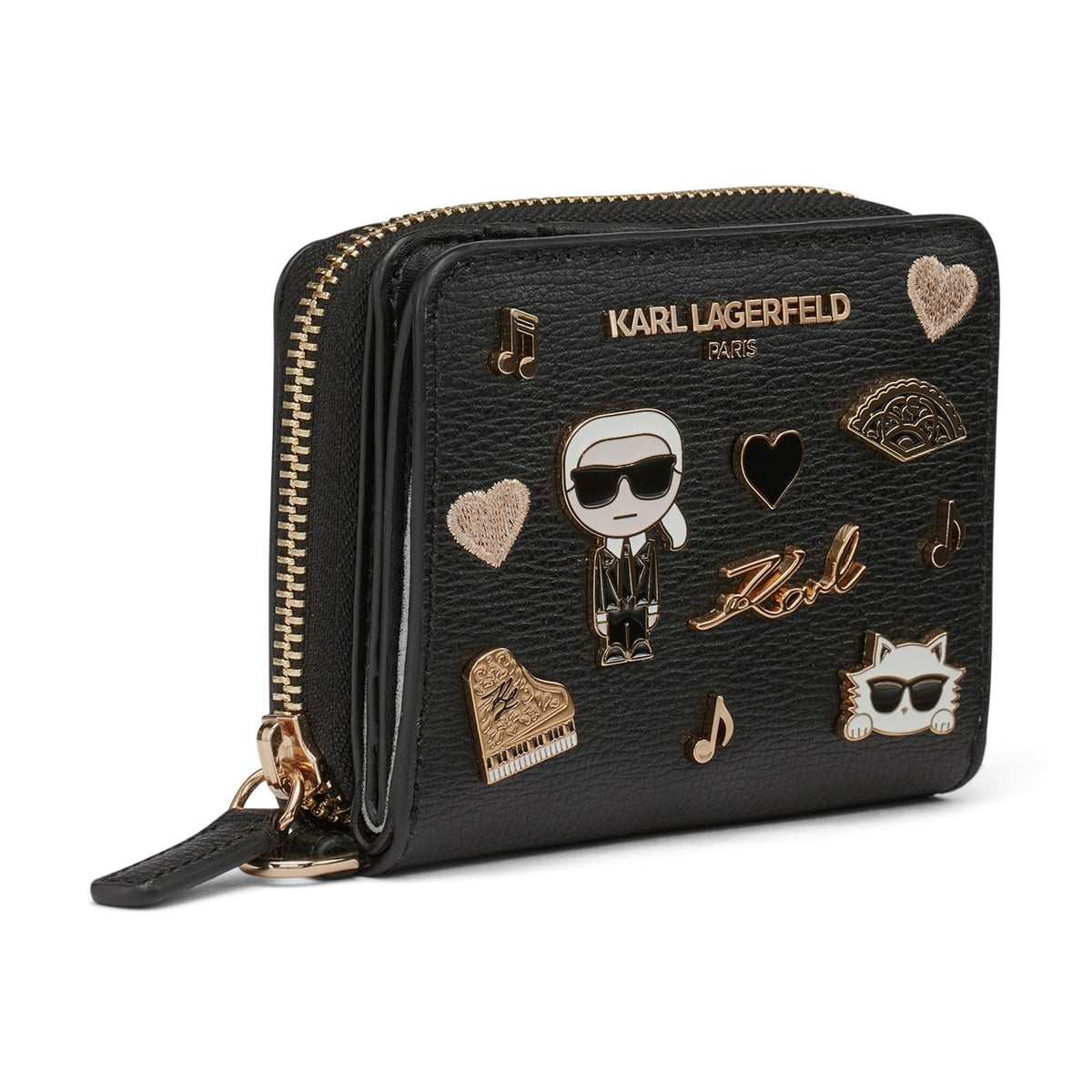 Karl Lagerfeld Paris Jacqueline SLG portafolios, Negro/Dorado