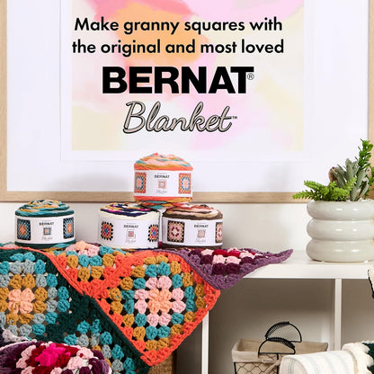 Bernat Blanket Granny Square Seaside Shine - Paquete de 2 240 g / 8.5 oz - 100% poliéster - #6 Super voluminoso - 178 yardas - Tejer/Crochet