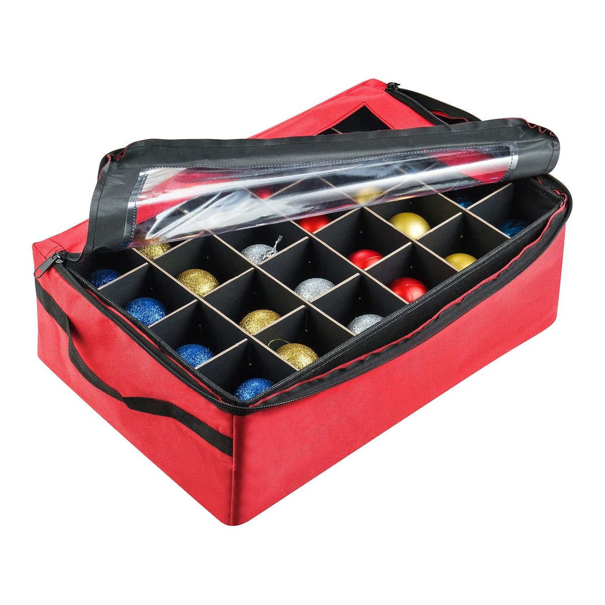 Tiny Tim Totes | Premium | 48 Christmas Ornament Organizer Storage Box | Red, Case