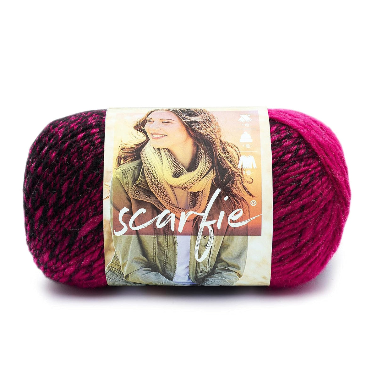 Lion Brand Scarfie Estambre Grueso Ombré, Crema/Gris Topo - Negro - Rosado hot