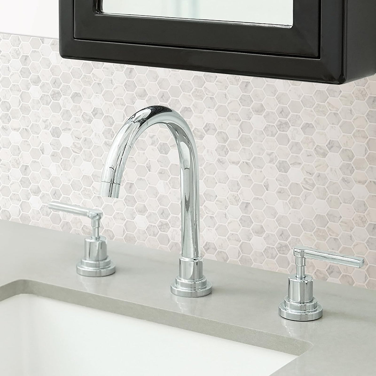 In Home InHome NH2359 - Azulejos hexagonales para salpicaduras, color blanco y blanco