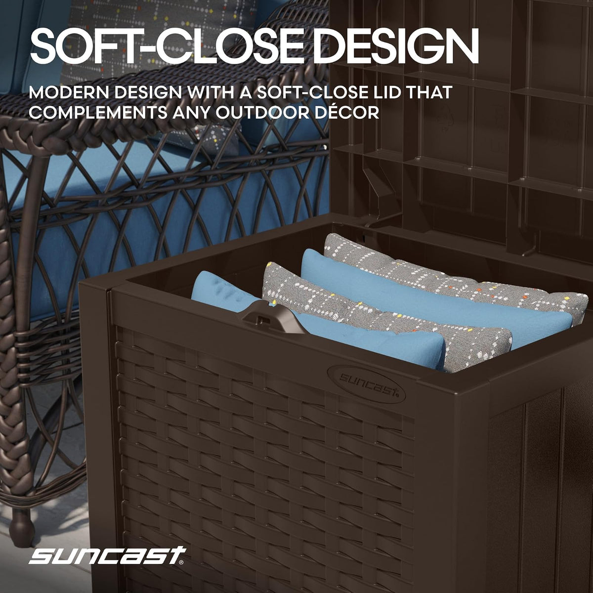 Suncast - Asiento de Almacenamiento pequeño de Resina de 22 galones, Java, SSW600J