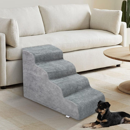 Escaleras para Perros pequeños, rampa para Perros de Espuma de Alta Densidad, escalones Extra Anchos para Mascotas con Parte Inferior Antideslizante para Camas Altas, chuché y sofá, lo Mejor para