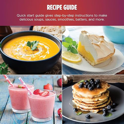 Licuadora y batidor de inmersión ninja con barra de mano, 4 velocidades, con SplatterShield y PanProtect, recipiente de mezcla de 4 tazas, apto para lavaplatos, cable de 5 pies, ergonómico, azul
