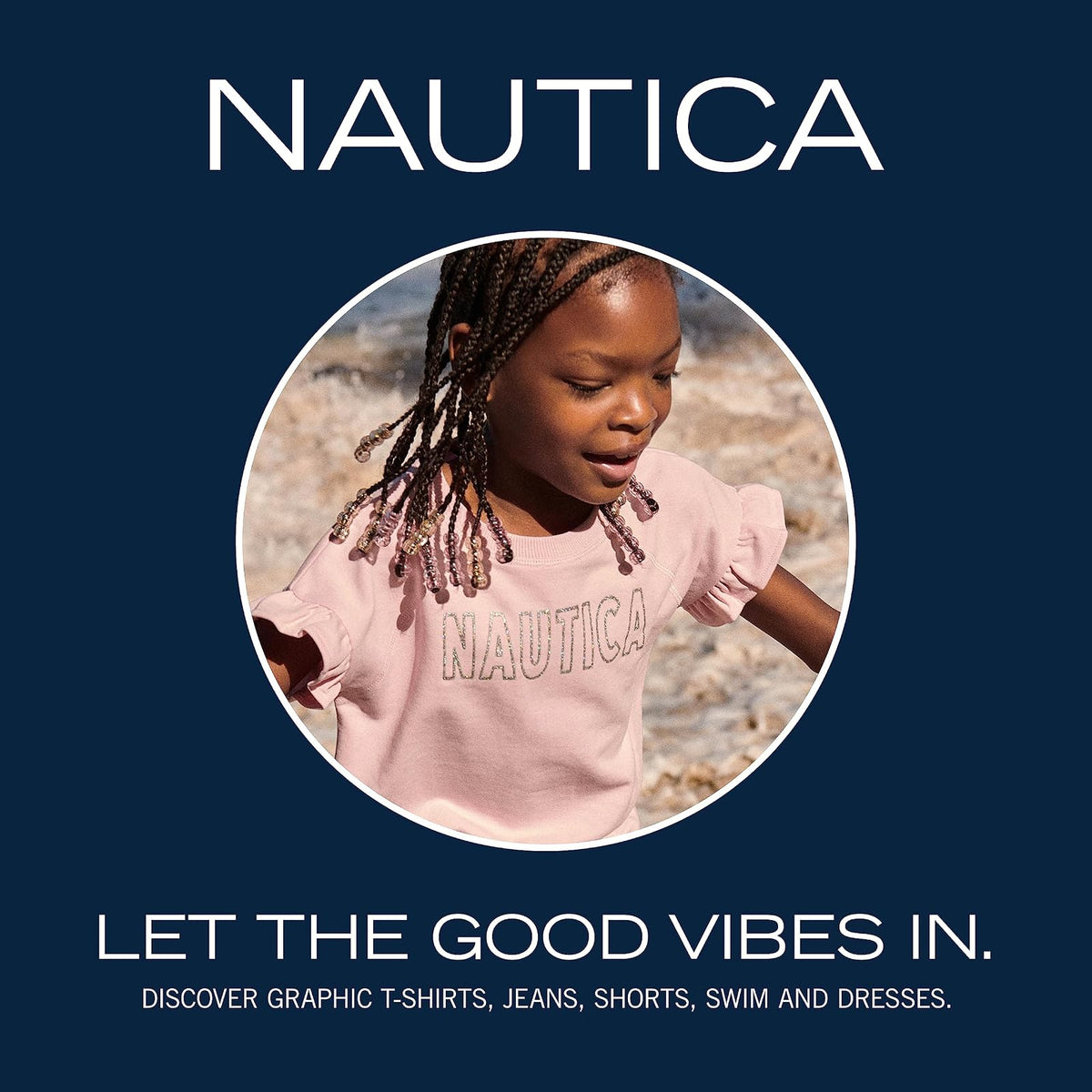 Nautica - Traje de baño para niña con protección Solar UPF 50+
