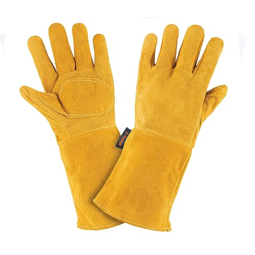 Truper GU-525, Guantes de carnaza, para argonero, puño de seguridad, largo
