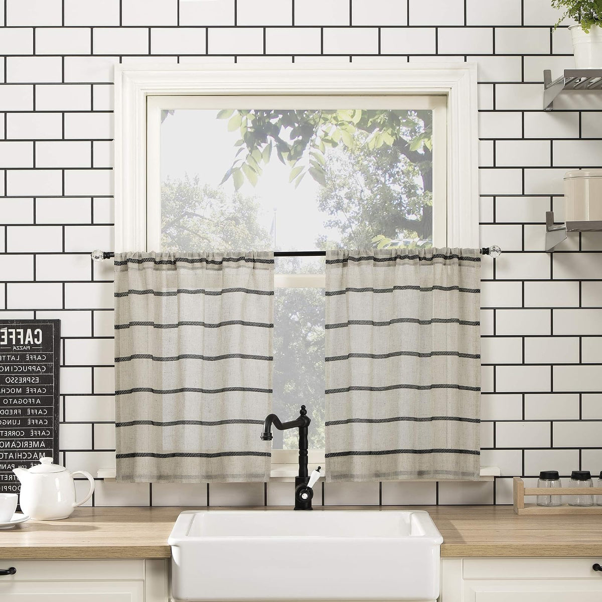 Clean Window Panel de Cortina Transparente Antipolvo - Negro Lino - 61An x 132.1Al cm (2 Paneles)