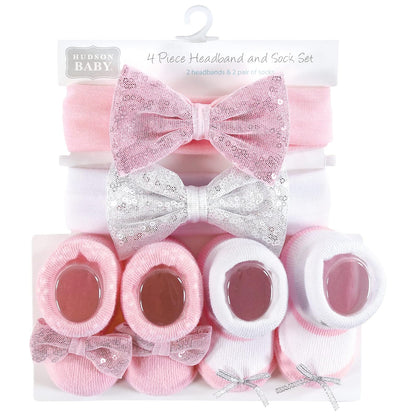Hudson Baby Juego de diadema y calcetines para niña, princesa, 4 piezas, 0-9 meses, Princesa 4 piezas, 0-9 Meses