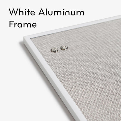 U Brands Farmhouse Linen - Tabla de anuncios de 14 x 14 pulgadas, marco de metal blanco, superficie de pinzado de grado industrial