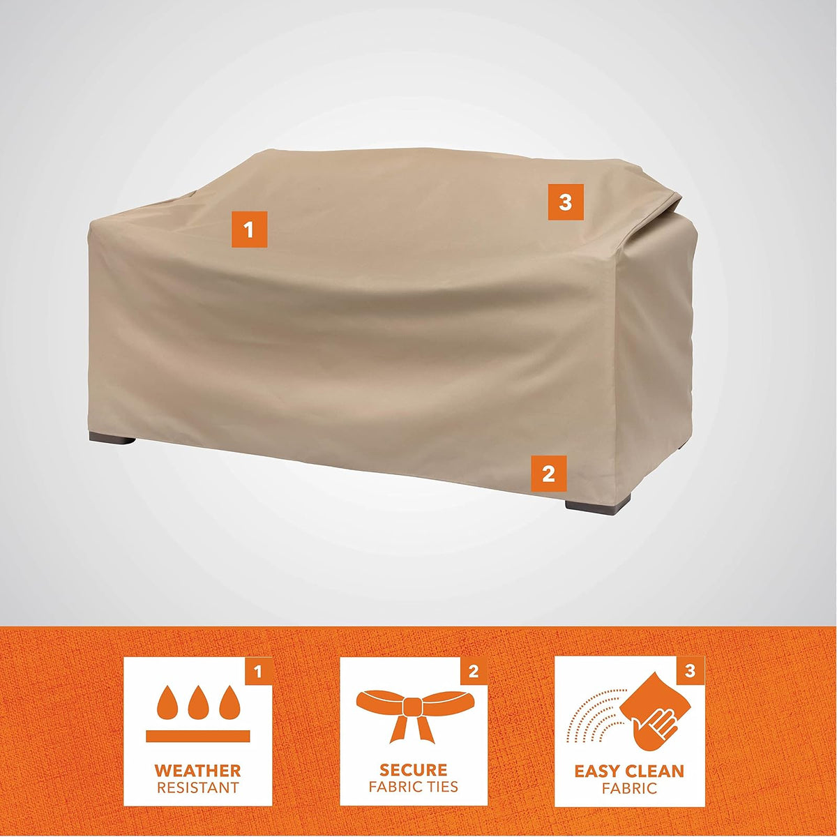 Modern Leisure Basics - Funda de sofá para patio, tela resistente a la intemperie, protección de muebles de exterior, perfecta para patio, terraza y porche, 55 pulgadas de largo x 33 pulgadas de ancho