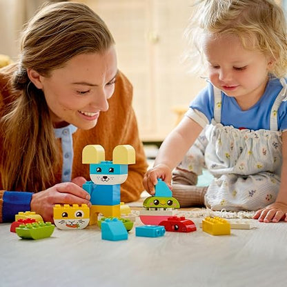 LEGO Duplo Mi Primer Mascotas Simpáticas Creativas “3 en 1” – Juguete de Aprendizaje con 8 Opciones de Construcción de Figuras de Animales para Bebés a Partir de 18 Meses – 10477