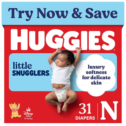 Huggies Little Snugglers Pañales Desechables para Bebé - Recién nacido (Paquete de 31) - Paquete jumbo