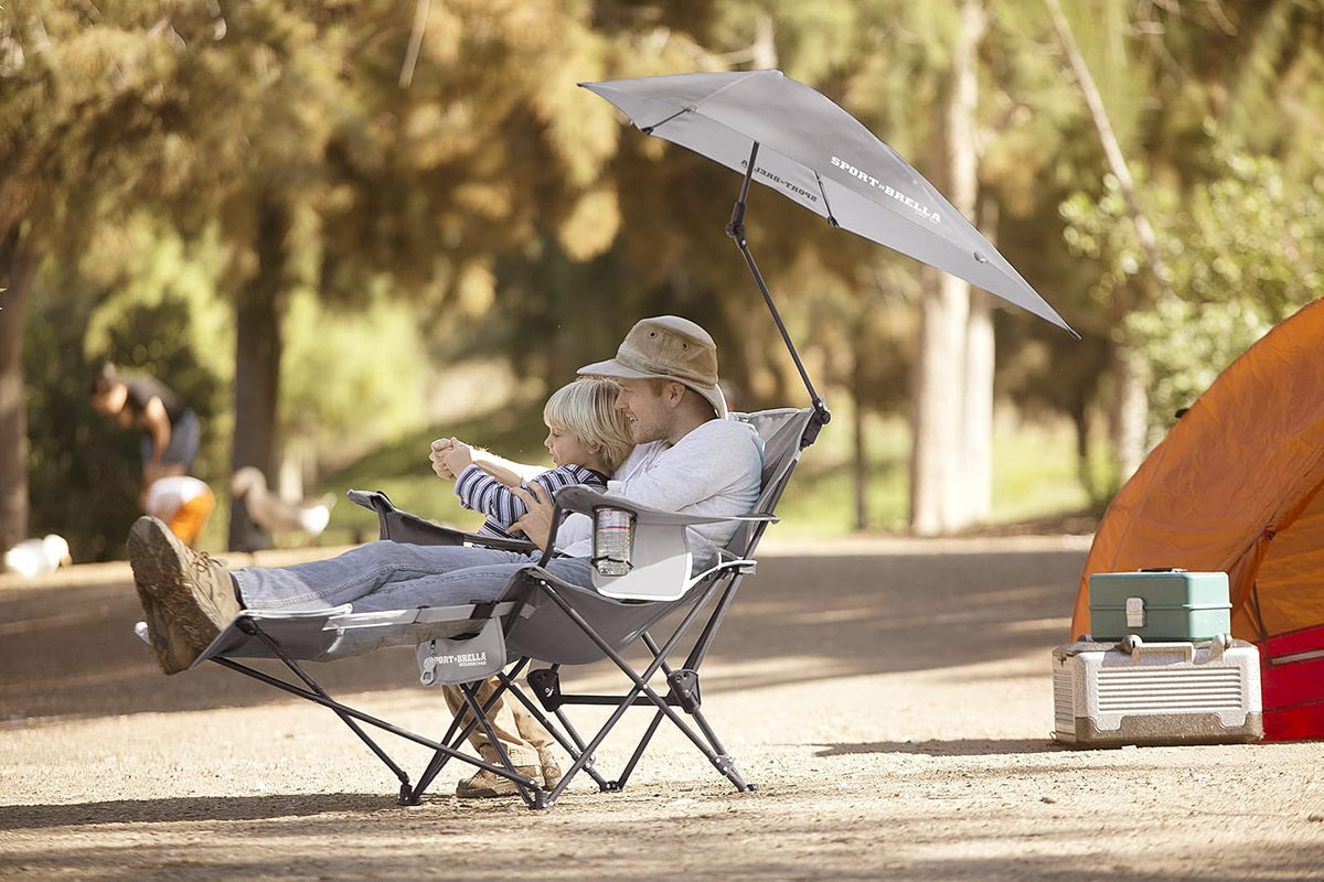 Sport-Brella - Silla de Playa con Paraguas Ajustable UPF 50+, Color Gris