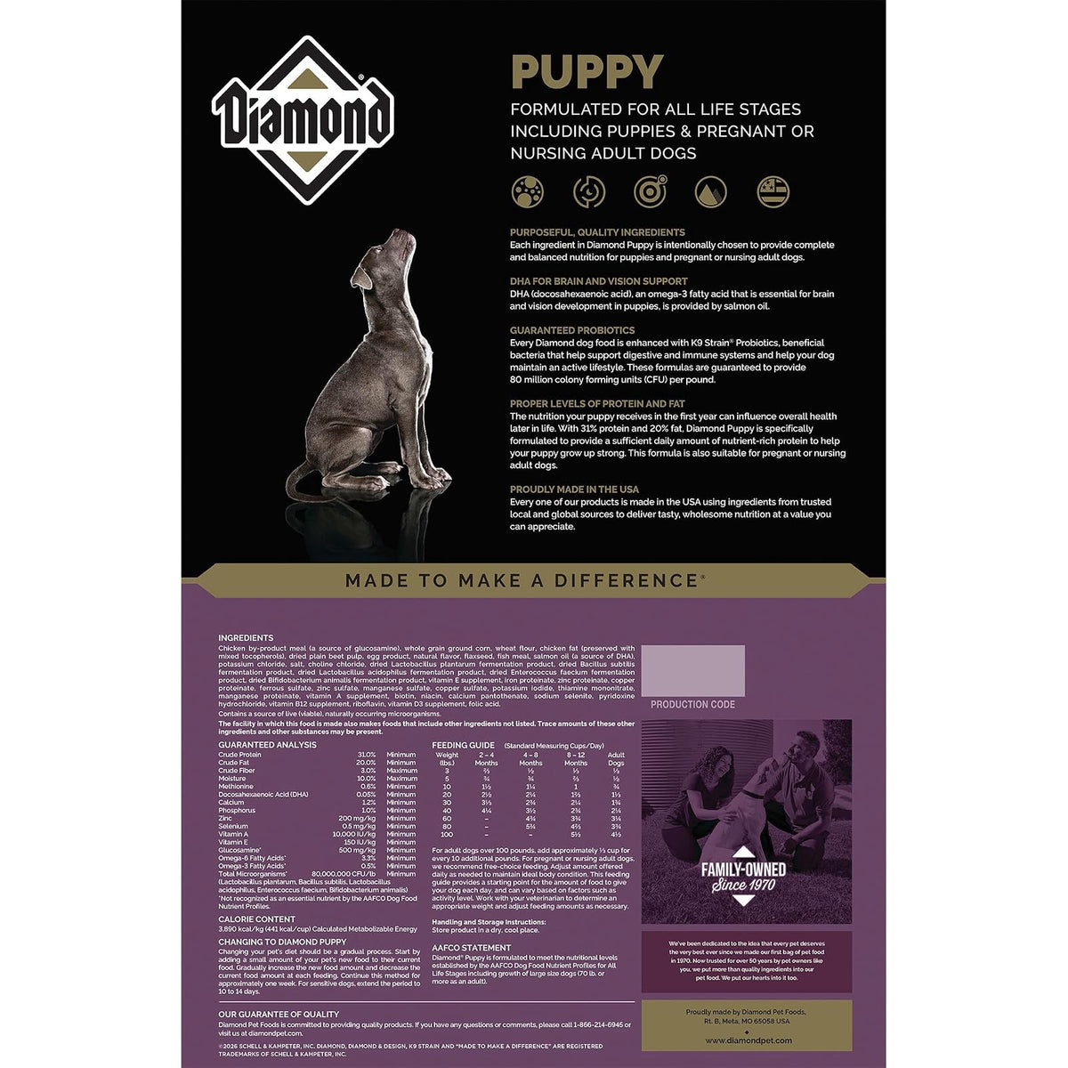 Diamond Pet Foods - Alimento seco para perros con sabor a pollo para cachorros, bolsa de 18.14 kg (40 libras)