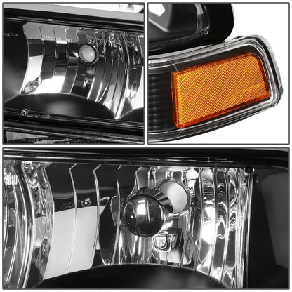 DNA Motoring HL-OH-S10984P-BK-AM Faros Delanteros de Esquina Ámbar para Blazer S10 98-04, Negro