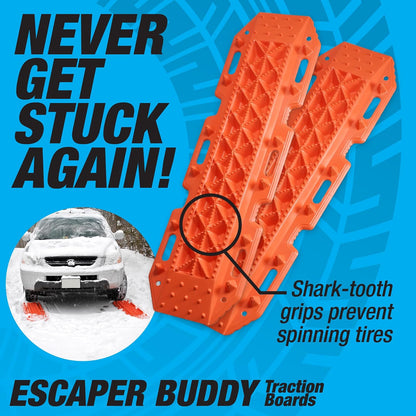 MAXSA Escaper Buddy Alfombrillas de Tracción Modelo 20333 | Naranja, Heavy-Duty, Paquete de 2, Resistente, Rojo 40 cm, Camionetas 4x4