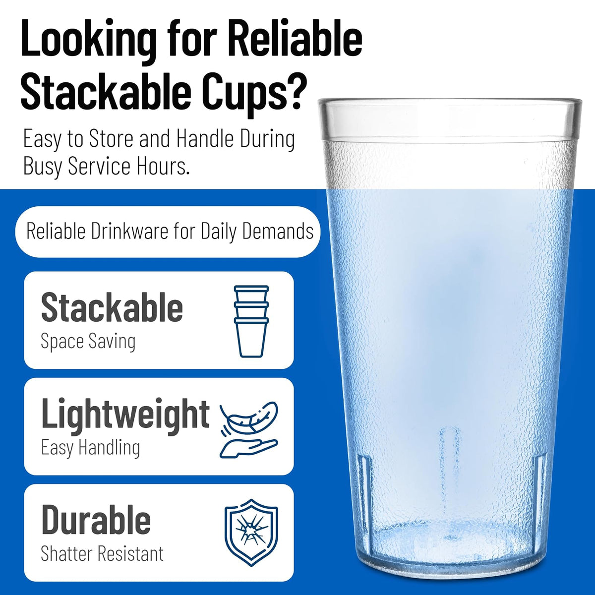 CFS Stackable™ Vaso de plástico transparente de 16 onzas (paquete de 72)
