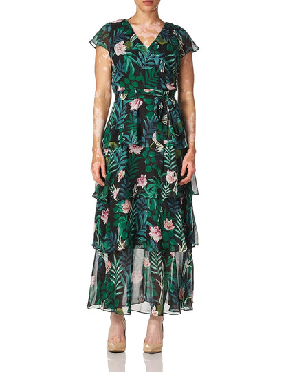 S.L. Fashions - Vestido de cóctel de Gasa escalonada para Mujer, Vestido de invitada de Boda (Tallas pequeñas y Normales)