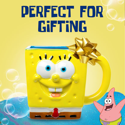 Silver Buffalo Nickelodeon Bob Esponja SquarePants 3D Taza de cerámica esculpida, 20 onzas, color amarillo