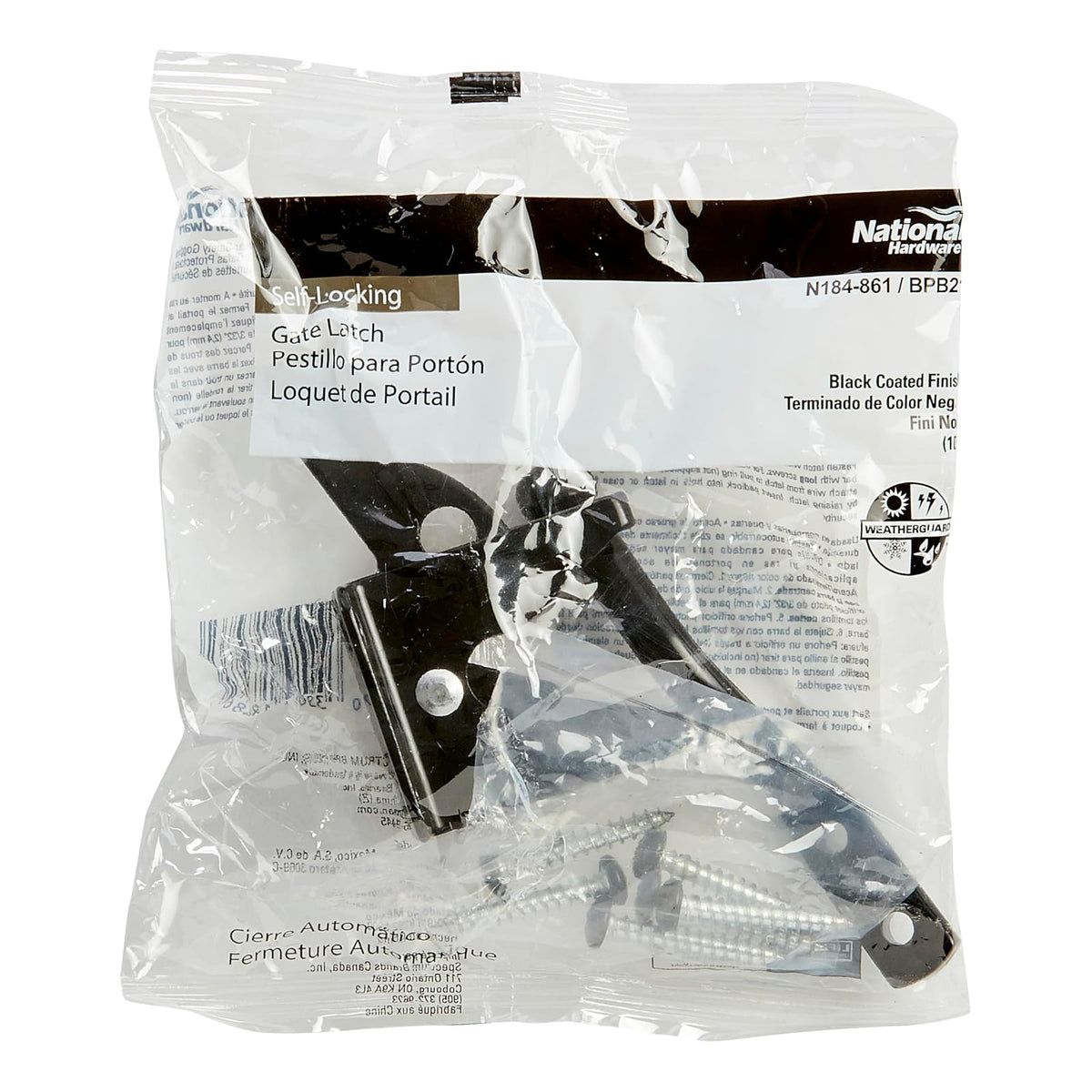 National Hardware N184-861 BPB21 Pestillo Automático para Portón en Negro