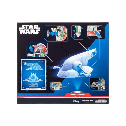 Star Wars Micro Galaxy Squadron Boba Fett's Starship (EP 5) - Vehículo de 7 Pulgadas con Soporte de exhibición de Vuelo y Tres Accesorios de Micro Figura de 1 Pulgada