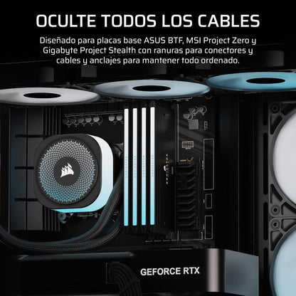 Corsair Frame 4500X RS-R ARGB Caja de PC Semitorre con Cristal Panorámico – Sistema de Montaje de InfiniRail, Capacidad para Dos radiadores de 360 mm, Incluye 3 Ventiladores RS120R – Negro