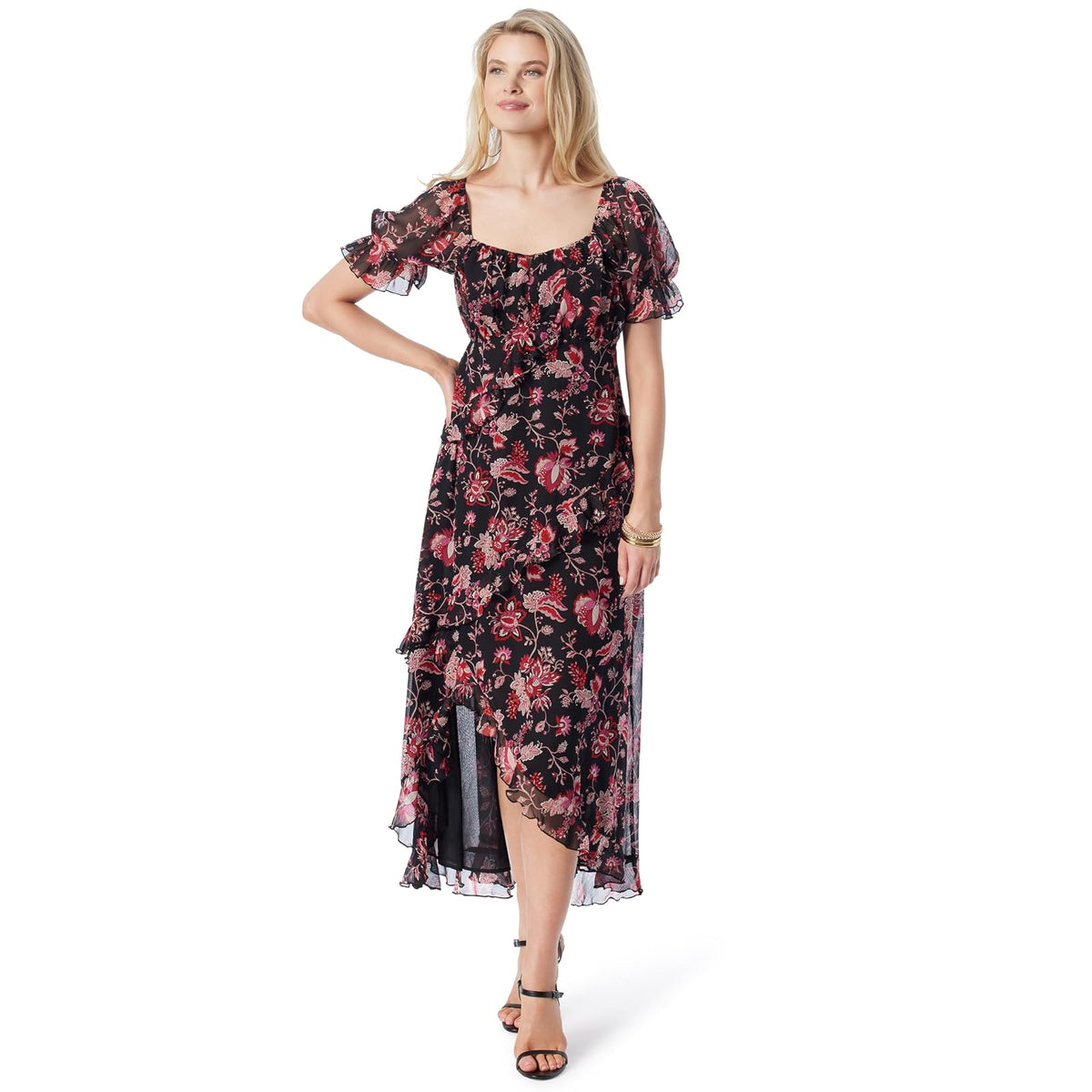Jessica Simpson Monique Sweetheart Bustier Ruffle Maxi Dress with Full Lining Standard Vestido Mujer