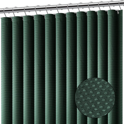 Clara Clark Hunter Cortina de Ducha Verde – Cortina de baño de Tela gofre de Calidad de Hotel 72 x 72 Pulgadas, Resistente al Agua para baño