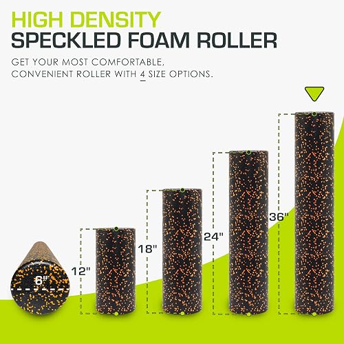 ProsourceFit High Density Foam Rollers 36 - Inches Long, Firm Full Body Athletic Massage Tool for Back Stretching, Yoga, Pilates, Post Workout Muscle Recuperation, Black/Orange