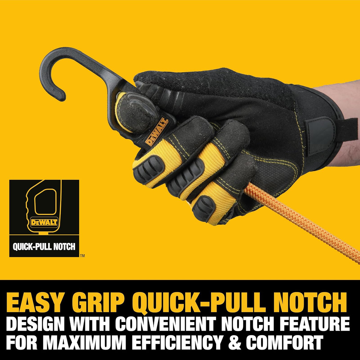 DEWALT DXBC300244 - Cordones elásticos Resistentes de Alta Calidad, Color Negro y Amarillo, Paquete de 4