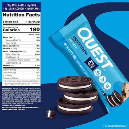 Quest Nutrition - QuestBar, barra de proteínas para galletas y crema, 1 g