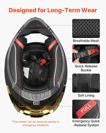 VEVOR Casco de Moto Integral Talla L, Casco Integral para Motocicleta con Visera Doble, Carcasa de ABS, Ligero y Cómodo para Adultos, para Motocross y Motociclismo Urbano, Homologado por Dot y ECE