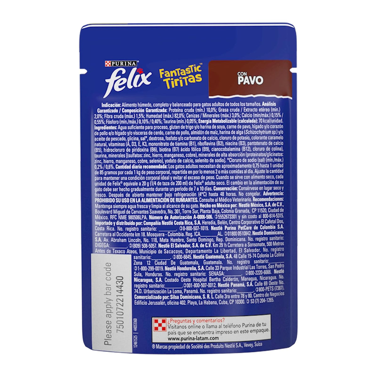 Purina Felix Fantastic Tiritas Adulto Todos los Tamaños Sabor Pavo 24pack de 85g